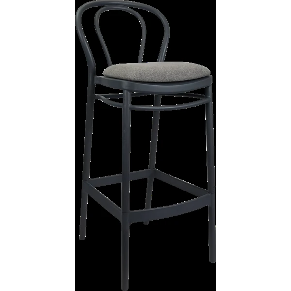 Siesta Victor Bar Stool 65cm (Counter Height) - Anthracite with Taupe Fabric Cushion