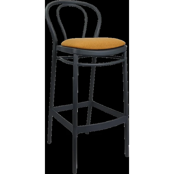 Siesta Victor Bar Stool 65cm (Counter Height) - Anthracite with Orange Fabric Cushion