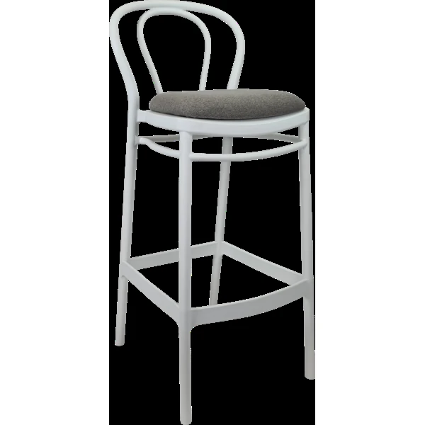 Siesta Victor Bar Stool 75cm (Dry Bar Height) - White with Taupe Fabric Cushion