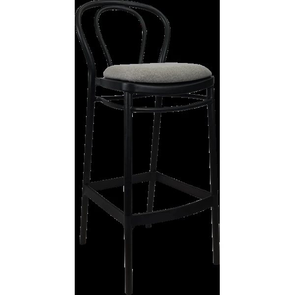 Siesta Victor Bar Stool 75cm (Dry Bar Height) - Black with Taupe Fabric Cushion