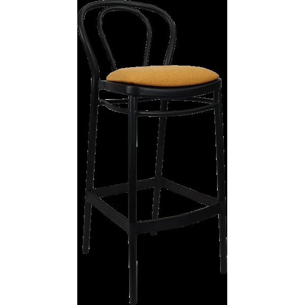 Siesta Victor Bar Stool 75cm (Dry Bar Height) - Black with Orange Fabric Cushion
