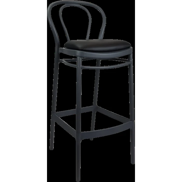 Siesta Victor Bar Stool 65cm (Counter Height) - Anthracite with Black Vinyl Cushion