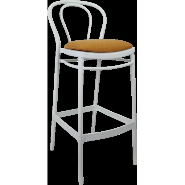 Siesta Victor Bar Stool 75cm (Dry Bar Height) - White with Orange Fabric Cushion