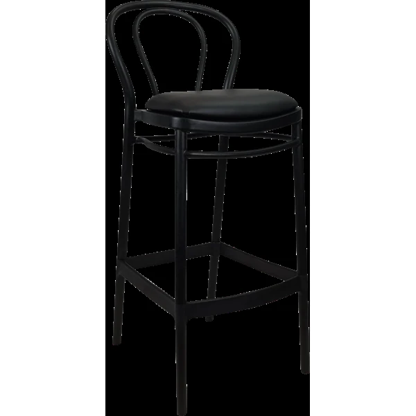 Siesta Victor Bar Stool 75cm (Dry Bar Height) - Black with Black Vinyl Cushion