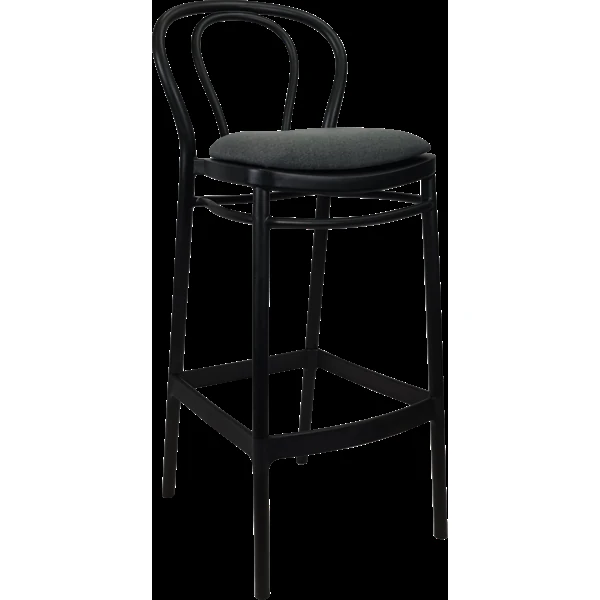 Siesta Victor Bar Stool 75cm (Dry Bar Height) - Black with Anthracite Fabric Cushion
