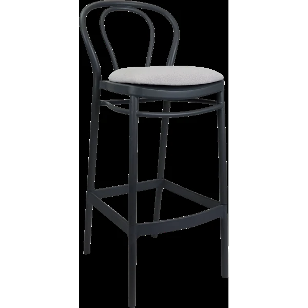 Siesta Victor Bar Stool 75cm (Dry Bar Height) - Anthracite with Light Grey Fabric Cushion