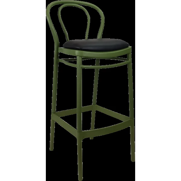 Siesta Victor Bar Stool 65cm (Counter Height) - Olive Green with Black Vinyl Cushion