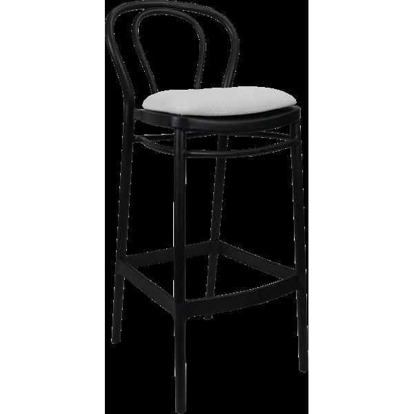 Siesta Victor Bar Stool 65cm (Counter Height) - Black with Light Grey Fabric Cushion