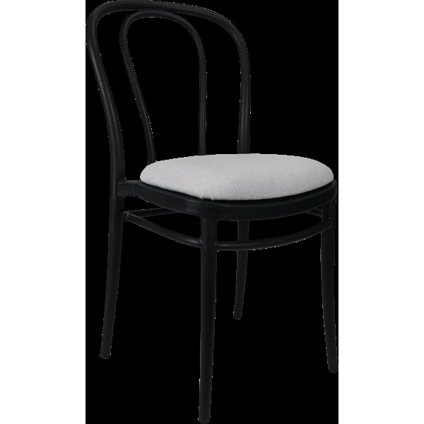Siesta Victor Chair - Black with Light Grey Fabric Cushion