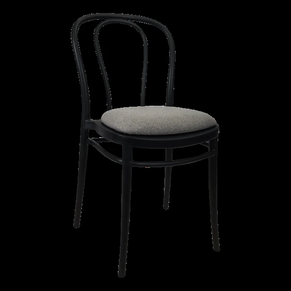 Siesta Victor Chair - Black with Taupe Fabric Cushion