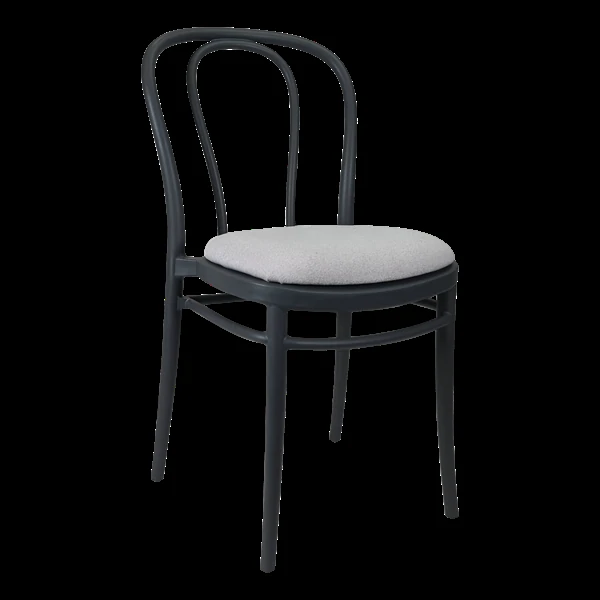 Siesta Victor Chair - Anthracite with Light Grey Fabric Cushion