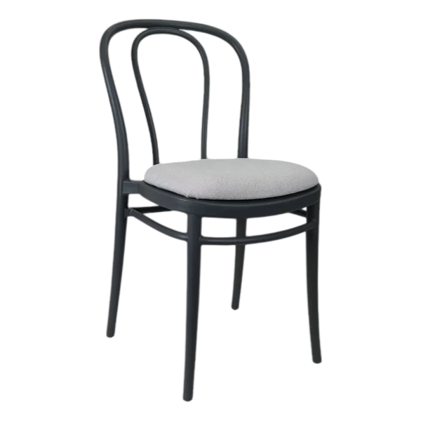 Siesta Victor Chair - Anthracite with Light Grey Fabric Cushion