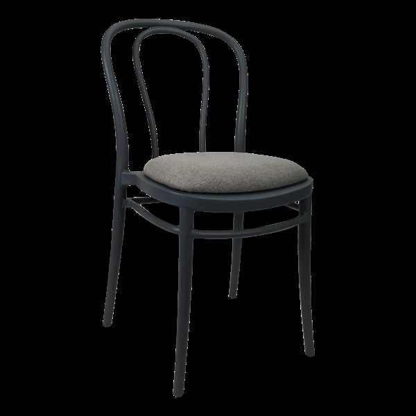 Siesta Victor Chair - Anthracite with Taupe Fabric Cushion