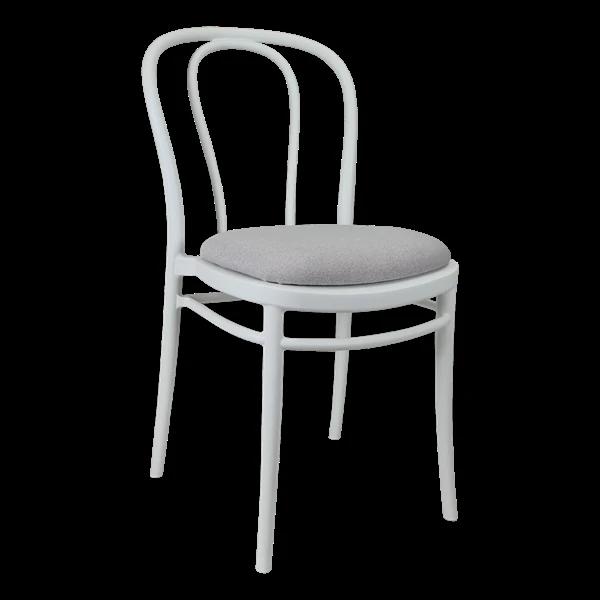 Siesta Victor Chair - White with Light Grey Fabric Cushion