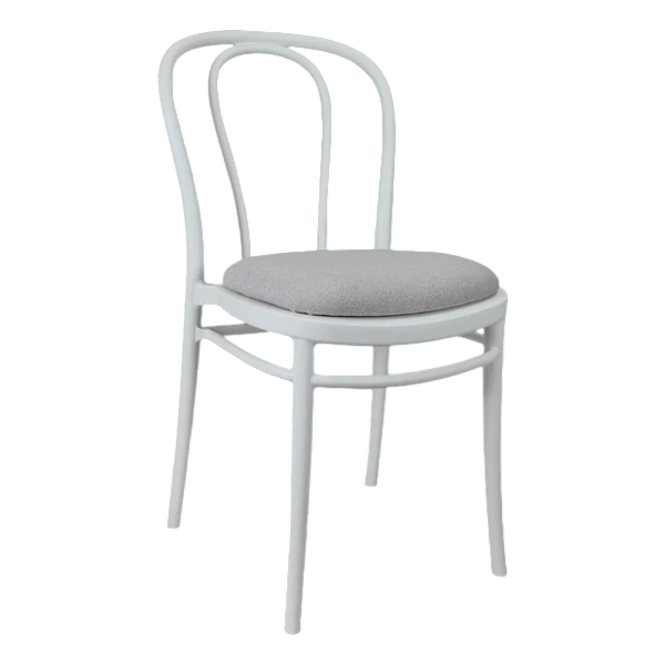 Siesta Victor Chair - White with Light Grey Fabric Cushion