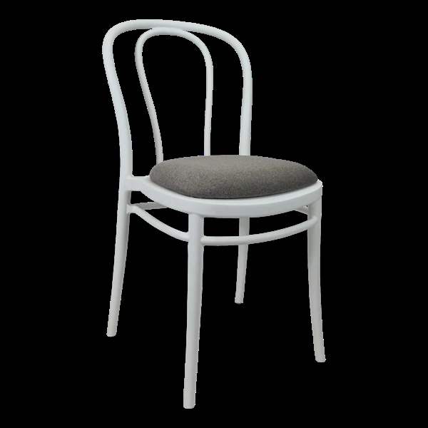 Siesta Victor Chair - White with Taupe Fabric Cushion