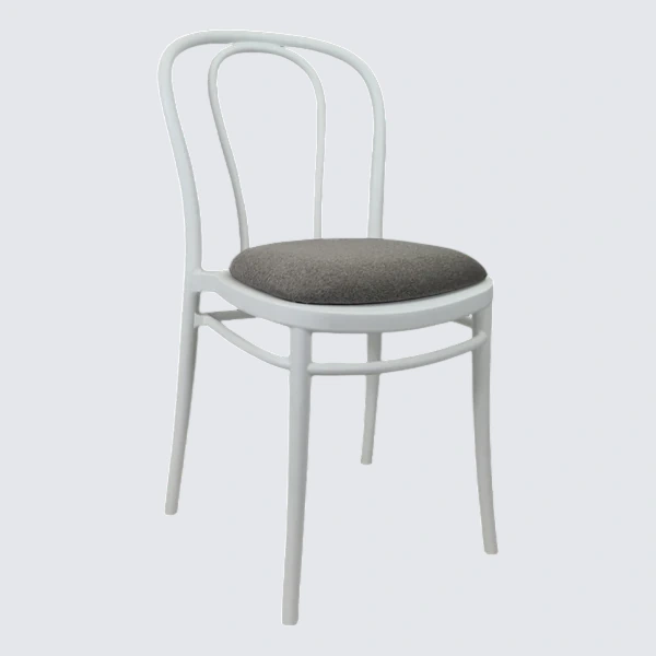 Siesta Victor Chair - White with Taupe Fabric Cushion