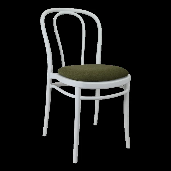 Siesta Victor Chair - White with Olive Green Fabric Cushion