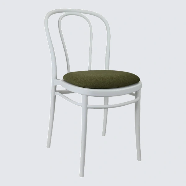 Siesta Victor Chair - White with Olive Green Fabric Cushion