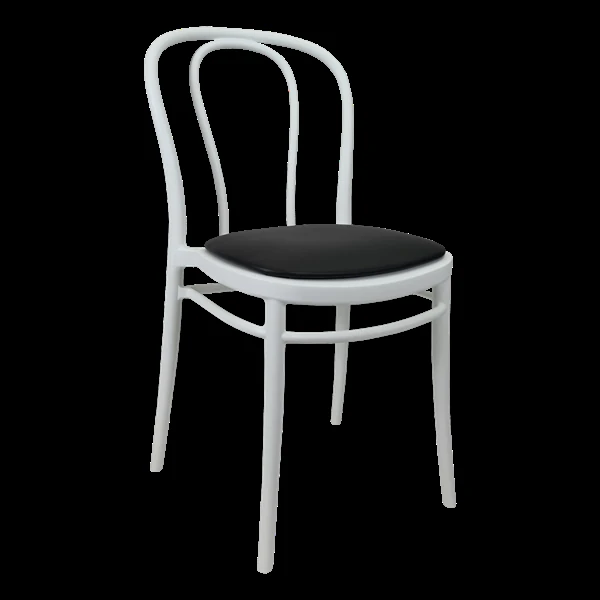 Siesta Victor Chair - White with Black Vinyl Cushion