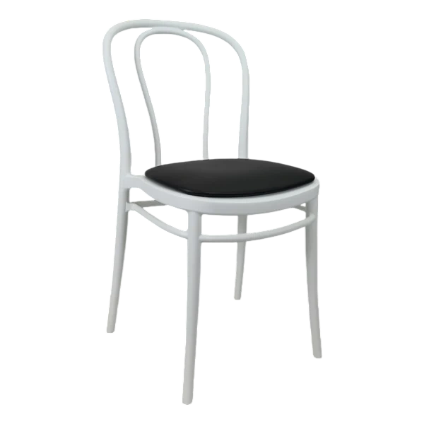 Siesta Victor Chair - White with Black Vinyl Cushion
