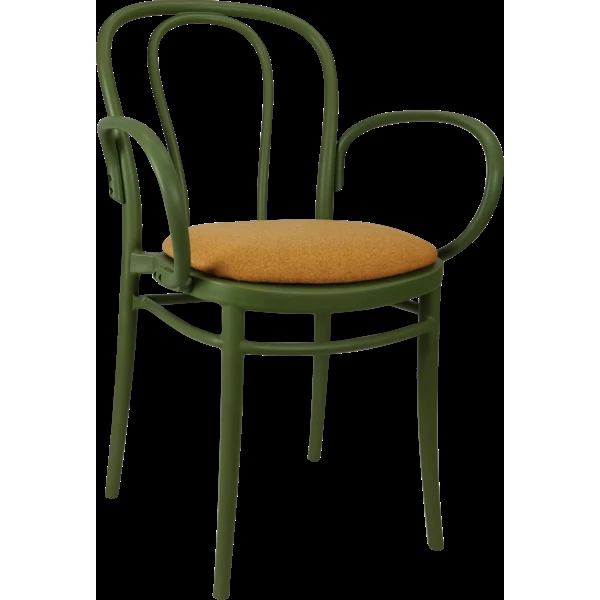 Siesta Victor XL Chair - Olive Green with Orange Fabric Cushion