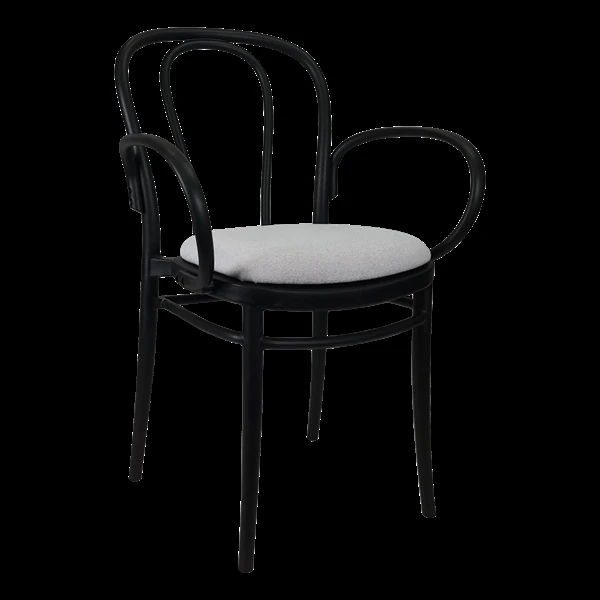 Siesta Victor XL Chair - Black with Light Grey Fabric Cushion