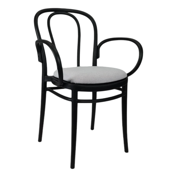 Siesta Victor XL Chair - Black with Light Grey Fabric Cushion