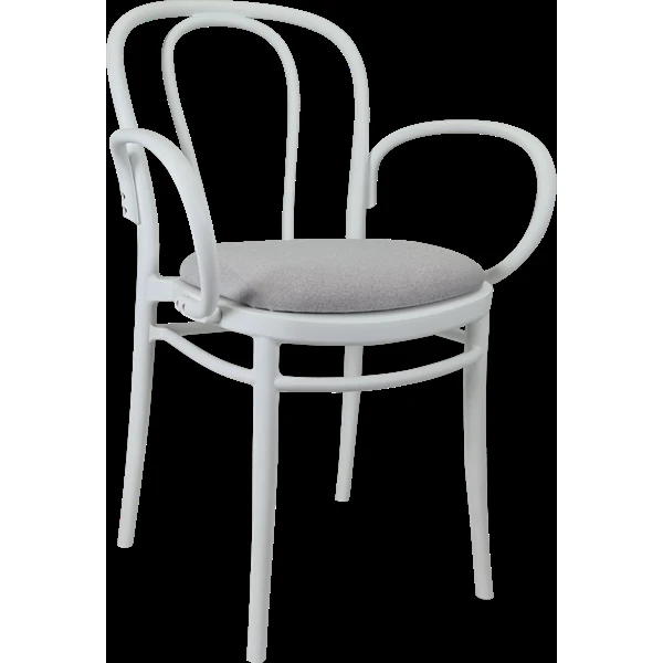 Siesta Victor XL Chair - White with Light Grey Fabric Cushion