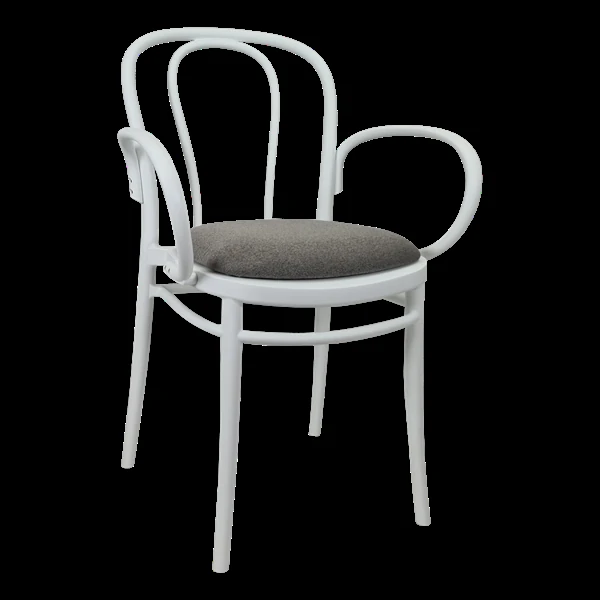 Siesta Victor XL Chair - White with Taupe Fabric Cushion