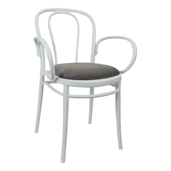 Siesta Victor XL Chair - White with Taupe Fabric Cushion