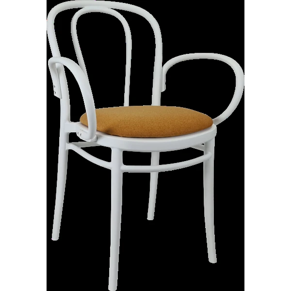 Siesta Victor XL Chair - White with Orange Fabric Cushion