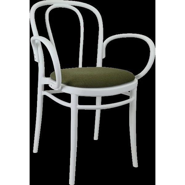 Siesta Victor XL Chair - White with Olive Green Fabric Cushion