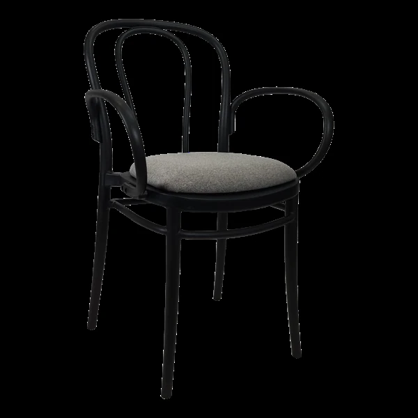 Siesta Victor XL Chair - Black with Taupe Fabric Cushion
