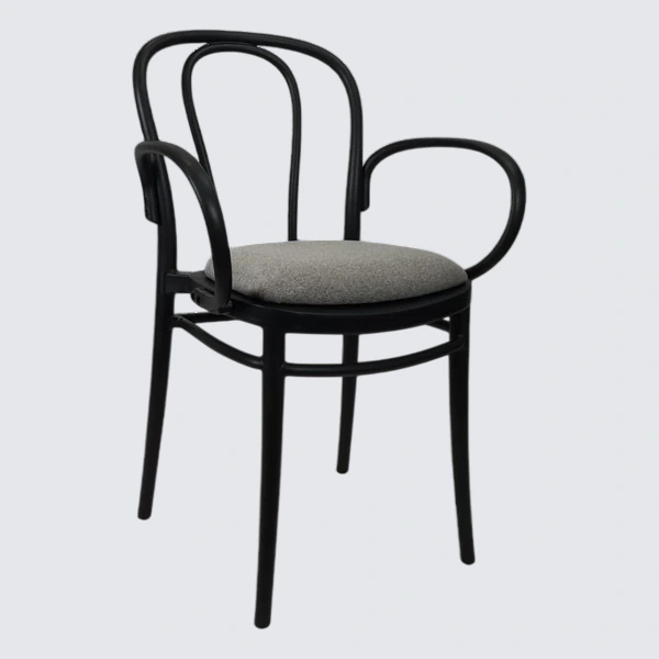 Siesta Victor XL Chair - Black with Taupe Fabric Cushion