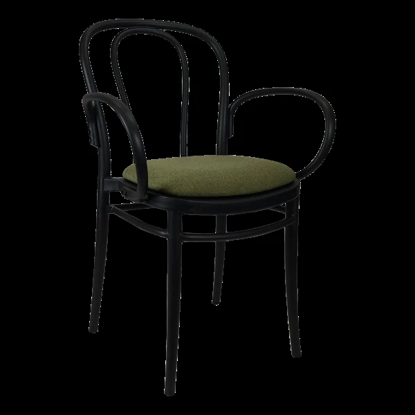 Siesta Victor XL Chair - Black with Olive Green Fabric Cushion