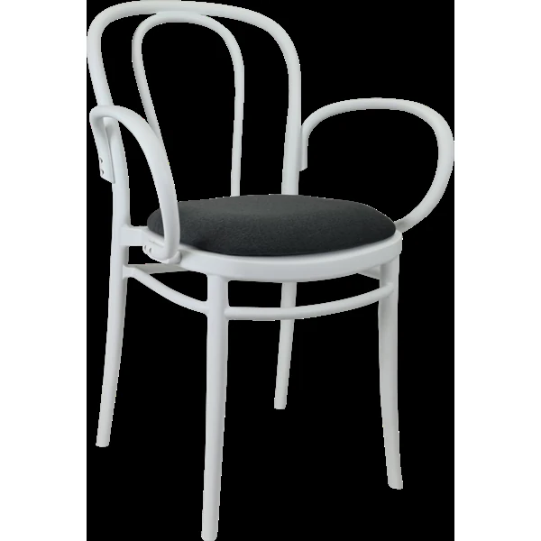 Siesta Victor XL Chair - White with Anthracite Fabric Cushion
