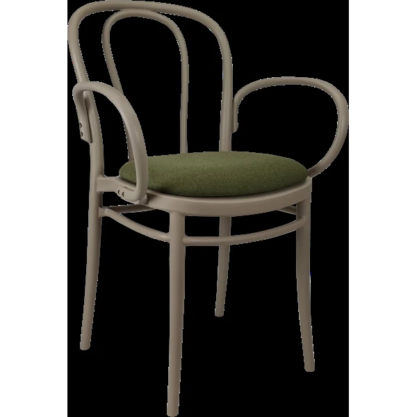Siesta Victor XL Chair - Taupe with Olive Green Fabric Cushion