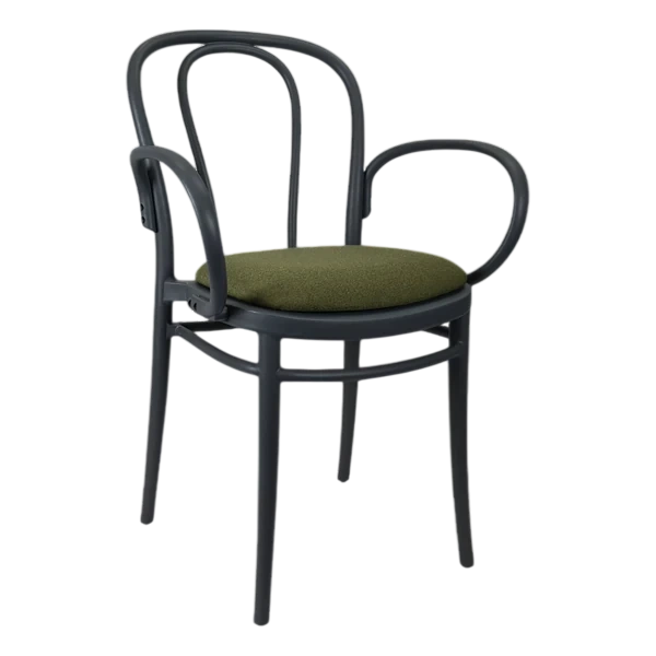 Siesta Victor XL Chair - Anthracite with Olive Green Fabric Cushion