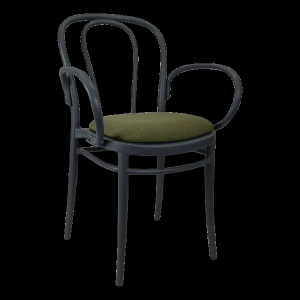 Siesta Victor XL Chair - Anthracite with Olive Green Fabric Cushion
