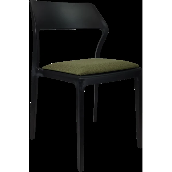 Siesta Snow Chair - Black with Olive Green Fabric Cushion
