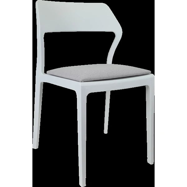 Siesta Snow Chair - White with Light Grey Fabric Cushion