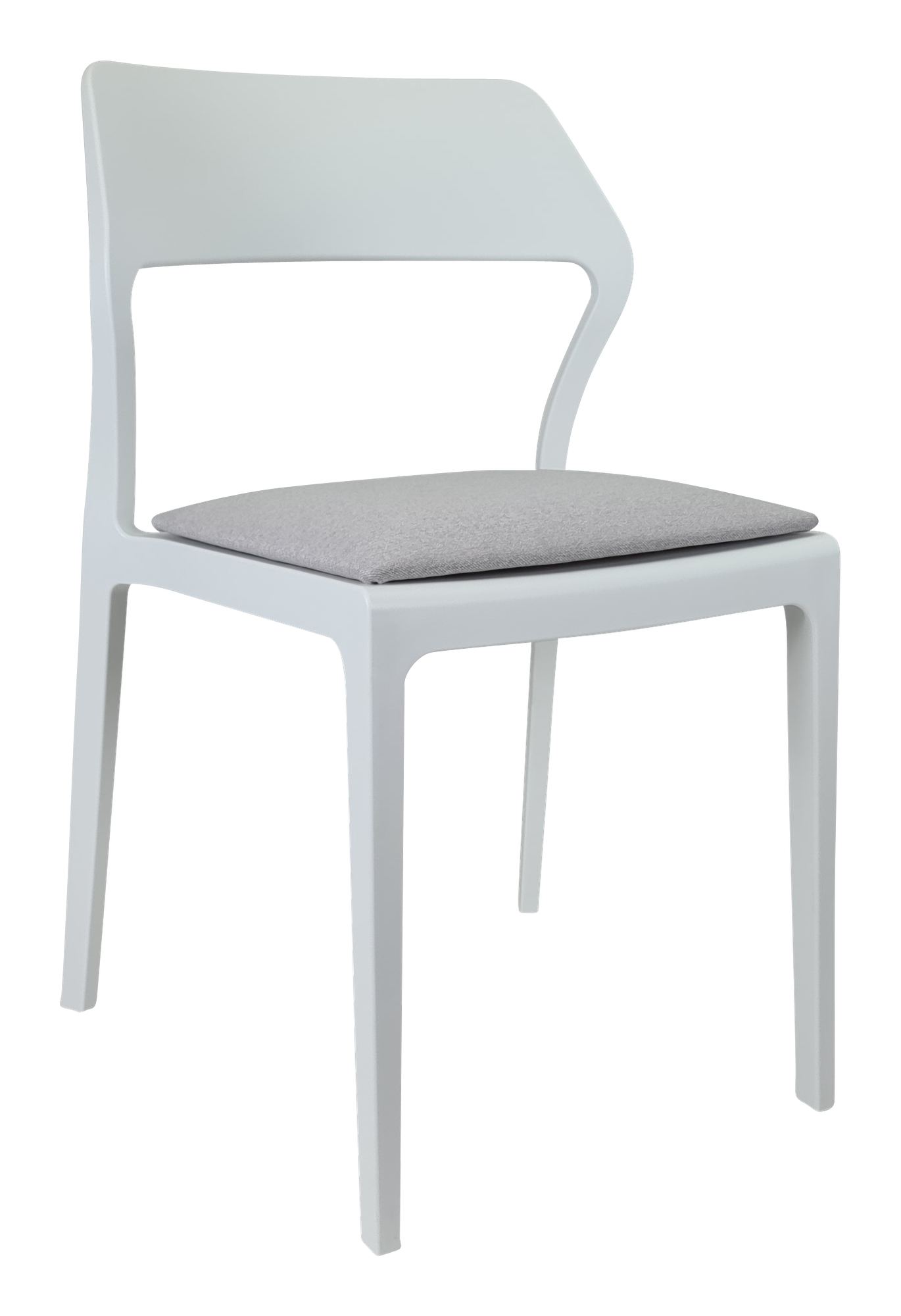 Siesta Snow Chair - White with Light Grey Fabric Cushion