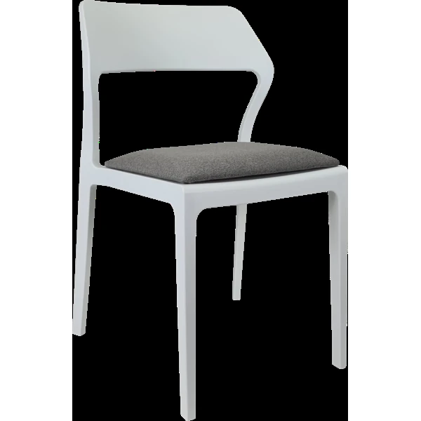 Siesta Snow Chair - White with Taupe Fabric Cushion