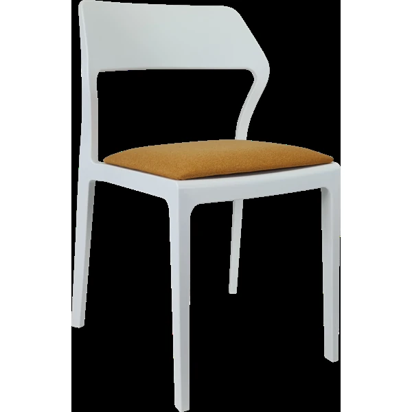 Siesta Snow Chair - White with Orange Fabric Cushion