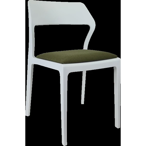 Siesta Snow Chair - White with Olive Green Fabric Cushion