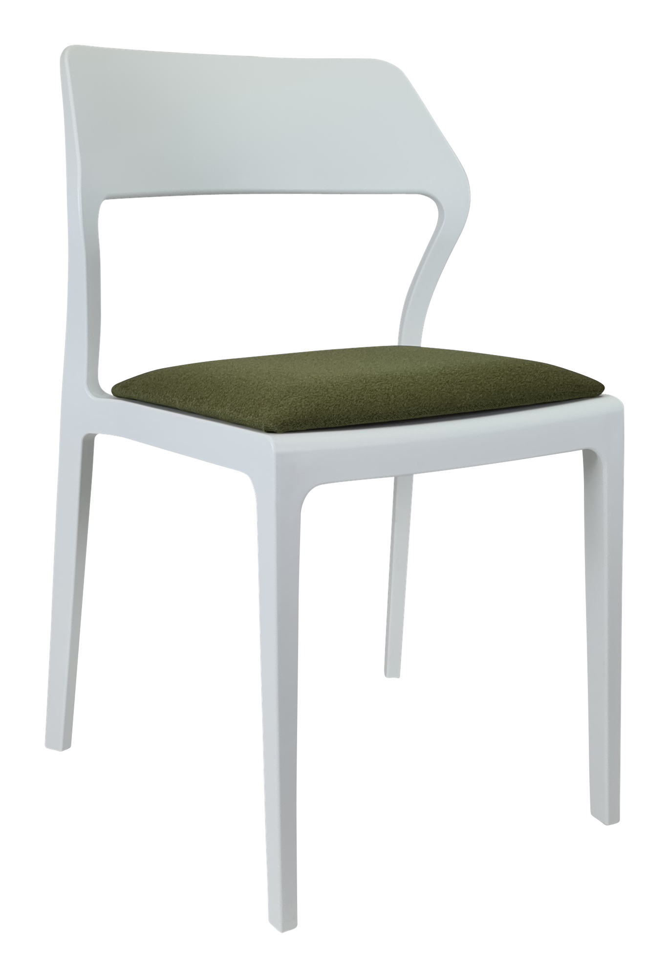 Siesta Snow Chair - White with Olive Green Fabric Cushion