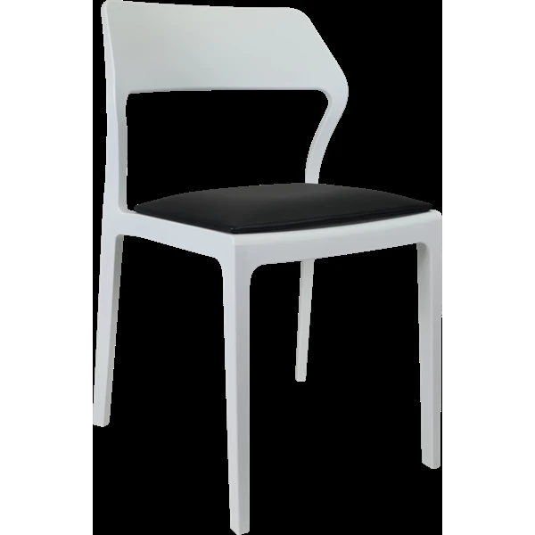 Siesta Snow Chair - White with Black Vinyl Cushion