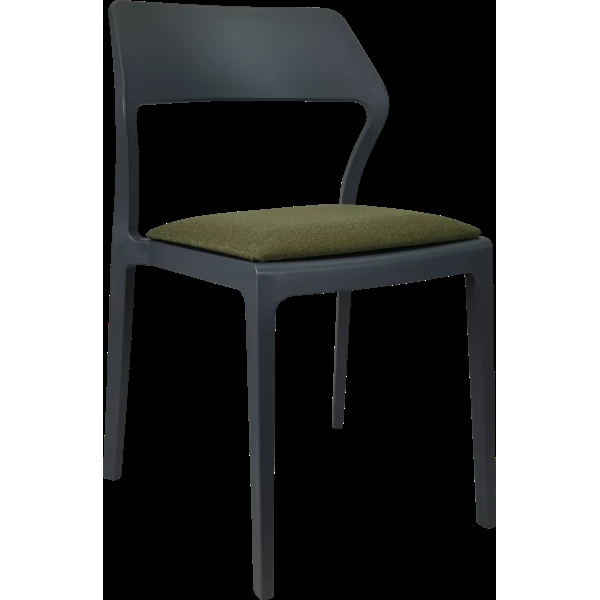 Siesta Snow Chair - Anthracite with Olive Green Fabric Cushion