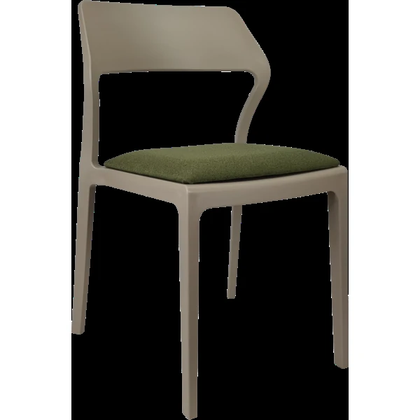 Siesta Snow Chair - Taupe with Olive Green Fabric Cushion